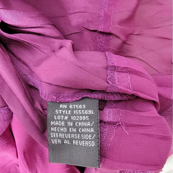 Dressbarn Purple Smocked Midi Dress Sz S Flutter Sleeve Flaw Tear As Is Boho - Picture 8 of 9